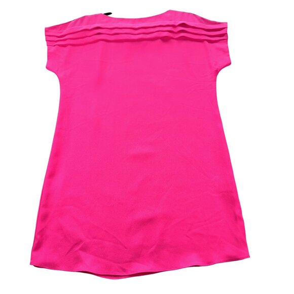 Trina Turk Dresses & Skirts - Trina Turk Adita Hot Pink Pleated Ruffle Crew Neck Shift Dress - Small